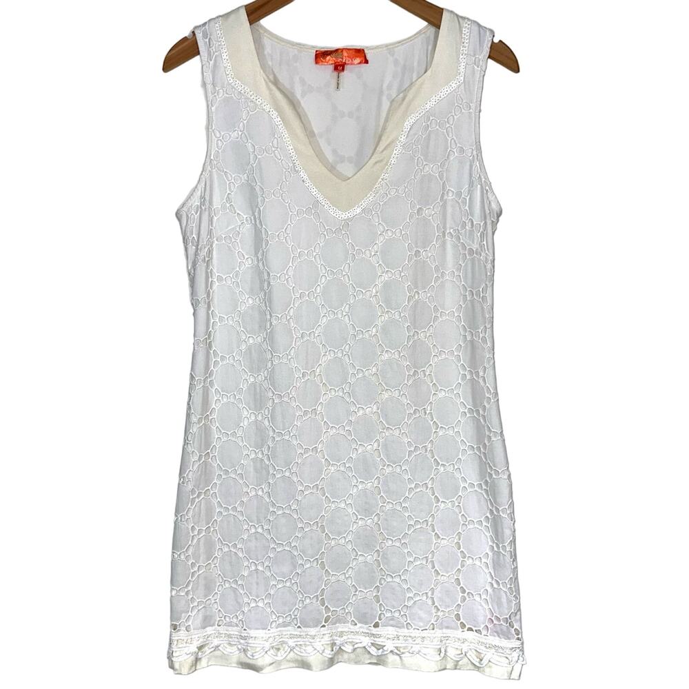 Hale Bob Cabana Eyelet Sleeveless Mini Dress Size Medium